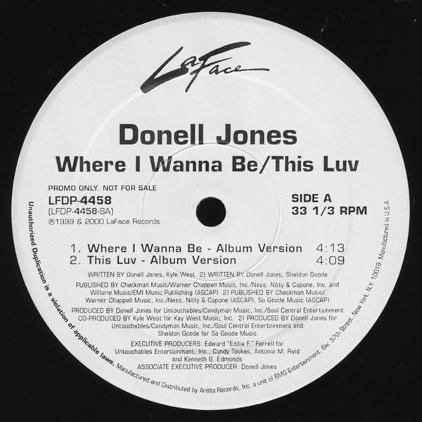 Donell Jones - Where I Wanna Be / This Luv | LaFace Records (LFDP-4458)