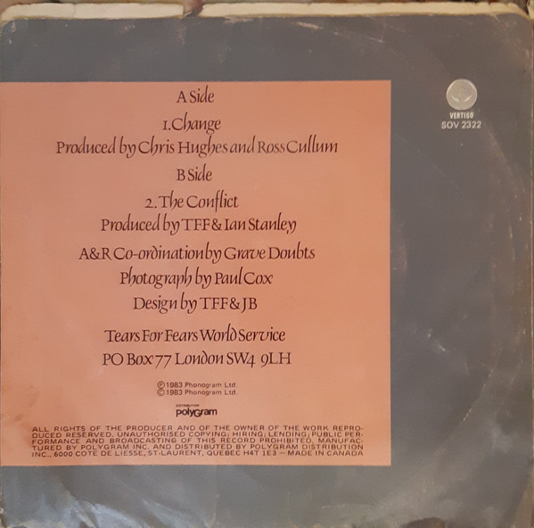 Tears For Fears - Change | Vertigo (sov 2322) - 2