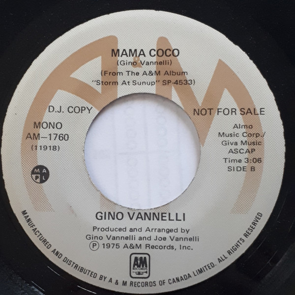 Gino Vannelli - Mama Coco | A&M Records (AM-1760-S, AM-1760) - 2