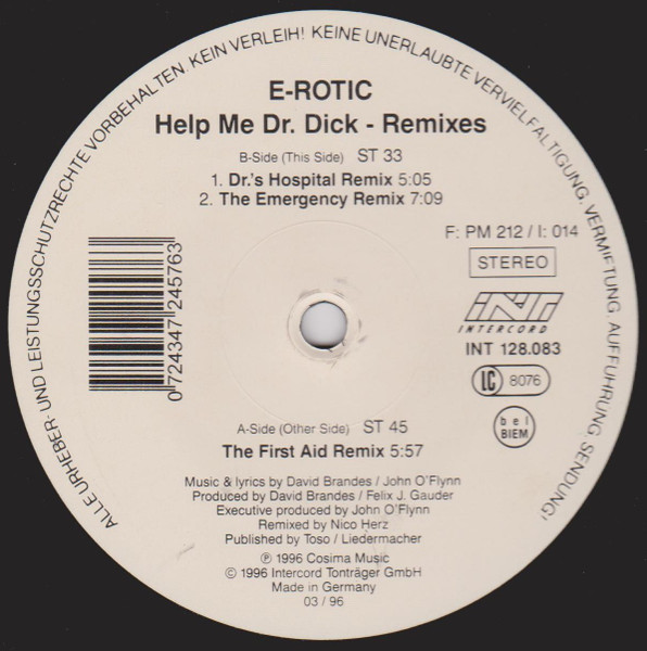 E-Rotic - Help Me Dr. Dick (Remixes) | Blow Up (INT 128.083) - main