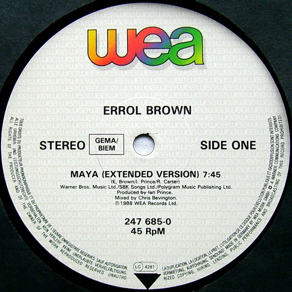 Errol Brown - Maya | WEA (247 685 - 0) - 3