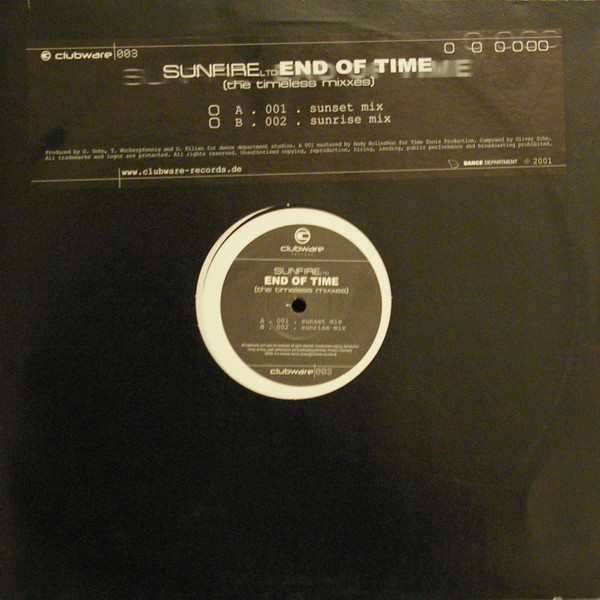 Sunfire Ltd. - End Of Time (The Timeless Mixxes) | Clubware Records (clubware003) - main