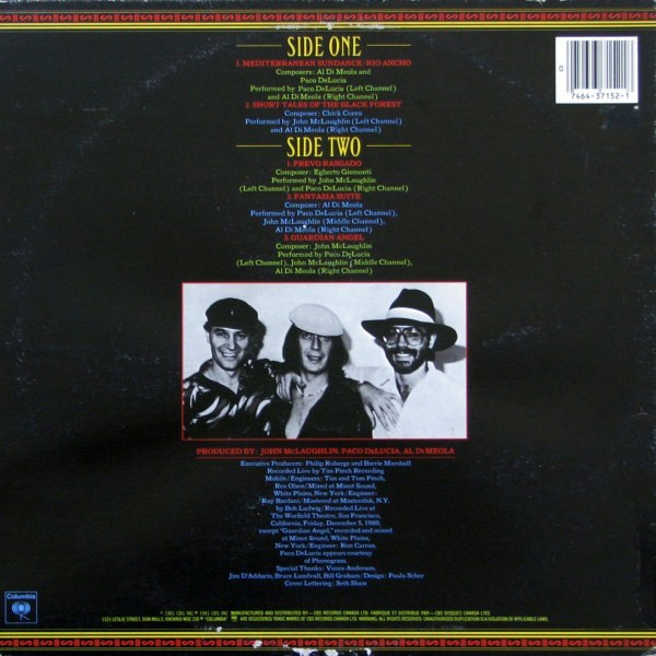 John McLaughlin / Al Di Meola / Paco De Lucía - Friday Night In San Francisco | Columbia (FC 37152) - 2 John McLaughlin / Al Di Meola / Paco De Lucía - Friday Night In San Francisco | Columbia (FC 37152) - 2
