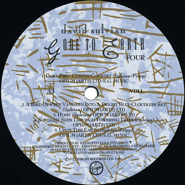 David Sylvian - Gone To Earth | Virgin (VDL1) - 8 David Sylvian - Gone To Earth | Virgin (VDL1) - 8