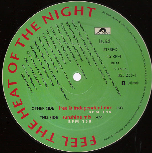 Masterboy - Feel The Heat Of The Night | Polydor (853 235-1) - 2