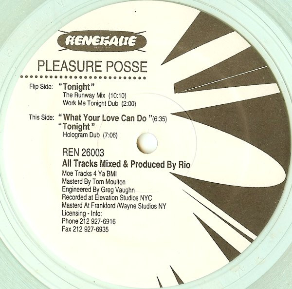 Pleasure Posse - Tonight | Renegade Records NYC (REN 26003) - main