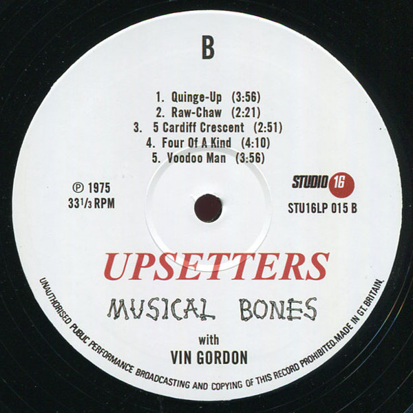 The Upsetters With Vin Gordon - Musical Bones | Studio 16 (STU 16 LP 015) - 4