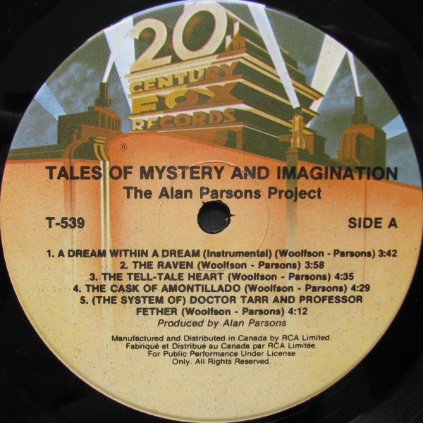 The Alan Parsons Project - Tales Of Mystery And Imagination [Vinyl] | 20th Century Fox Records (T-539) - 3