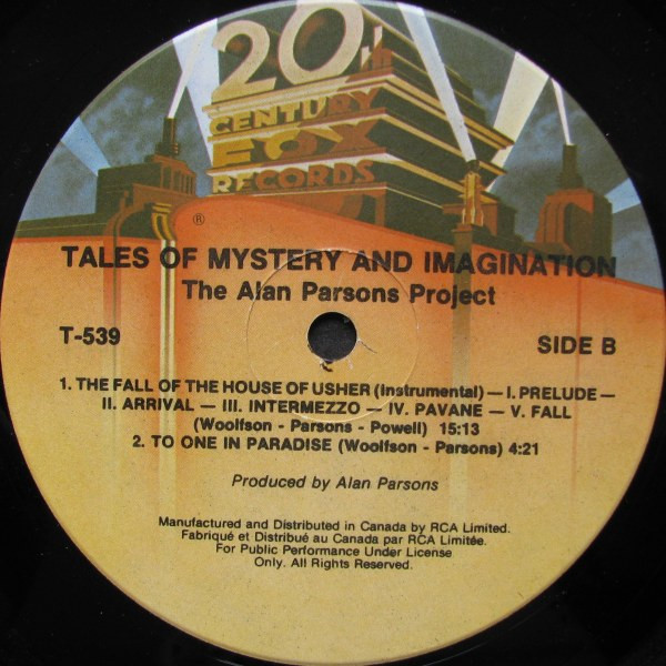 The Alan Parsons Project - Tales Of Mystery And Imagination [Vinyl] | 20th Century Fox Records (T-539) - 4