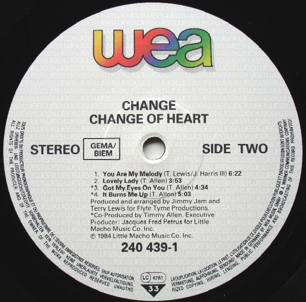 Change - Change Of Heart | WEA (240 439-1) - 3
