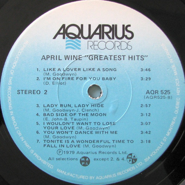 April Wine - Greatest Hits | Aquarius Records (AQR 525) - 4 April Wine - Greatest Hits | Aquarius Records (AQR 525) - 4