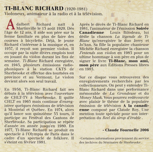 Ti-Blanc Richard - Ti-Blanc Richard Volume 2 | Disques Mérite (22-1366) - 4