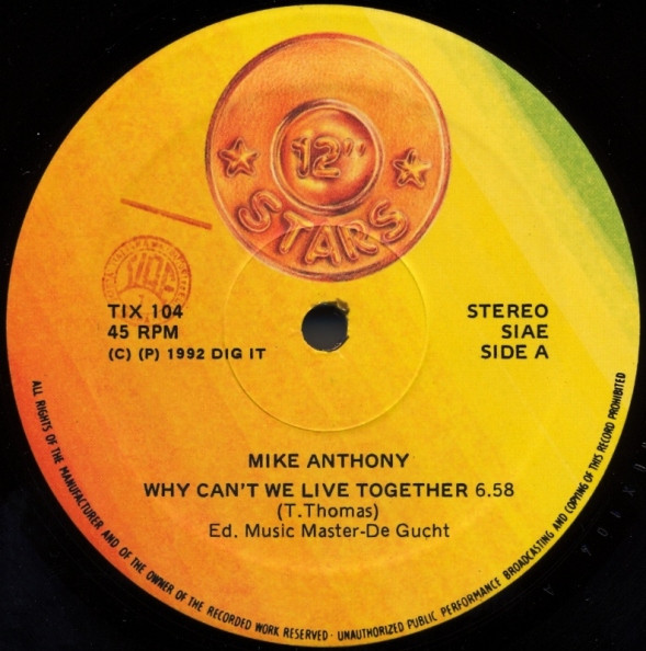 Mike Anthony / Tony Mc Kenzie - Why Can't We Live Together / Ah Chica | 12 Inch Stars (TIX 104)