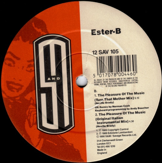 Ester B - The Pleasure Of The Music (The Norman Cook Re-Mix) | S And M (12 SAV 105) - 3