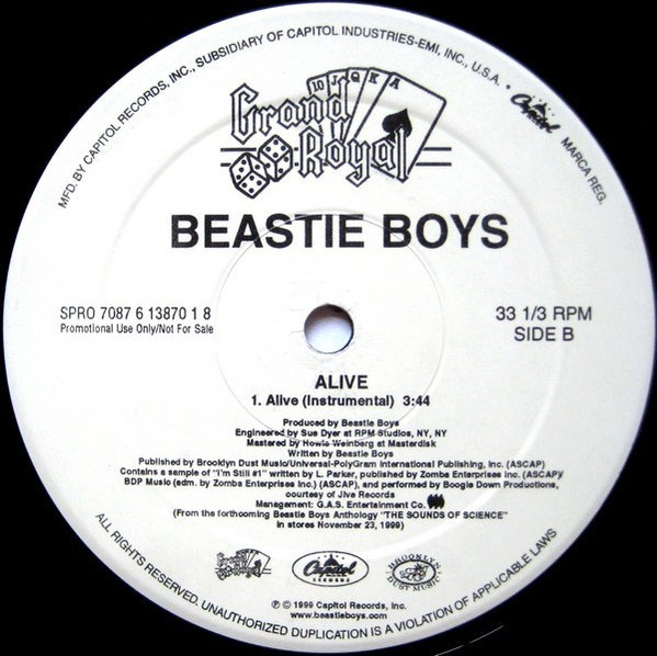 Beastie Boys - Alive | Grand Royal (SPRO 7087 6 13870 1 8) - 3