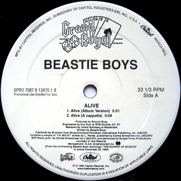 Beastie Boys - Alive | Grand Royal (SPRO 7087 6 13870 1 8) - 2