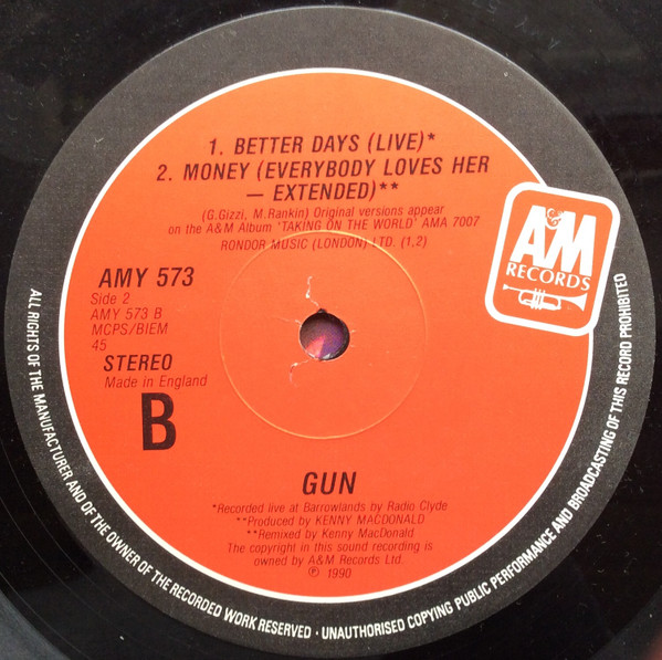 Gun - Shame On You | A&M Records (AMY 573) - 4