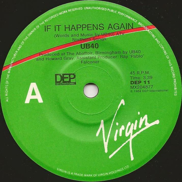UB40 - If It Happens Again | Virgin (DEP 11) - main