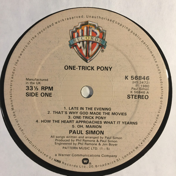 Paul Simon - One-Trick Pony | Warner Bros. Records (K56846) - 6 Paul Simon - One-Trick Pony | Warner Bros. Records (K56846) - 6
