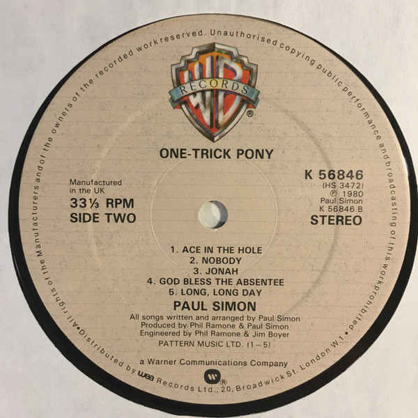 Paul Simon - One-Trick Pony | Warner Bros. Records (K56846) - 7 Paul Simon - One-Trick Pony | Warner Bros. Records (K56846) - 7