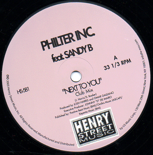 Philter Inc. Feat. Sandy B - Next To You | Henry Street Music (HS 581) - main Philter Inc. Feat. Sandy B - Next To You | Henry Street Music (HS 581) - main