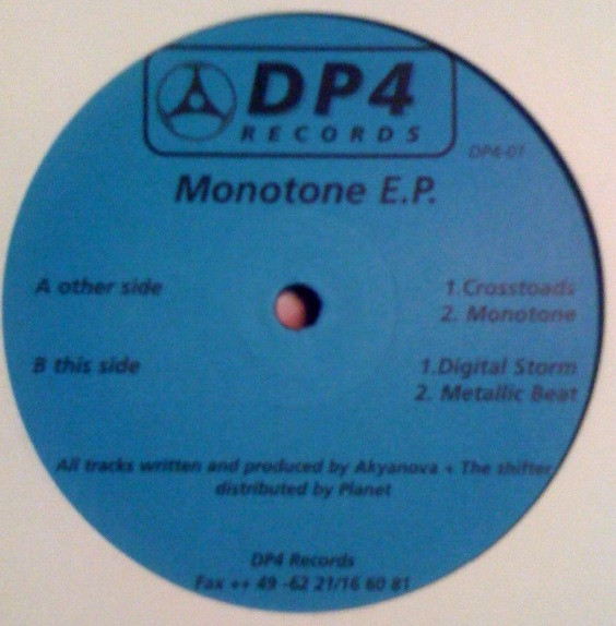 Akyanova & The Shifter - Monotone E.P. | DP4 Records (DP4-01) - main