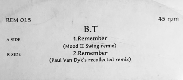 BT - Remember | Not On Label (BT) (REM 015) - main