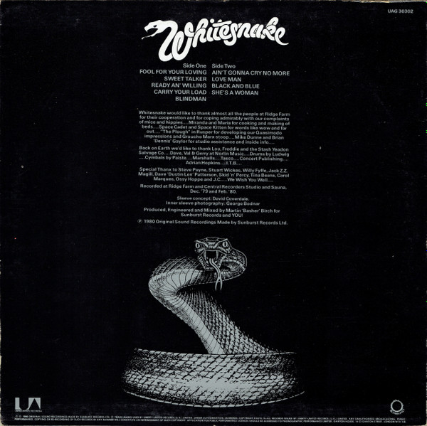 Whitesnake - Ready An' Willing | United Artists Records (UAG 30302) - 2 Whitesnake - Ready An' Willing | United Artists Records (UAG 30302) - 2