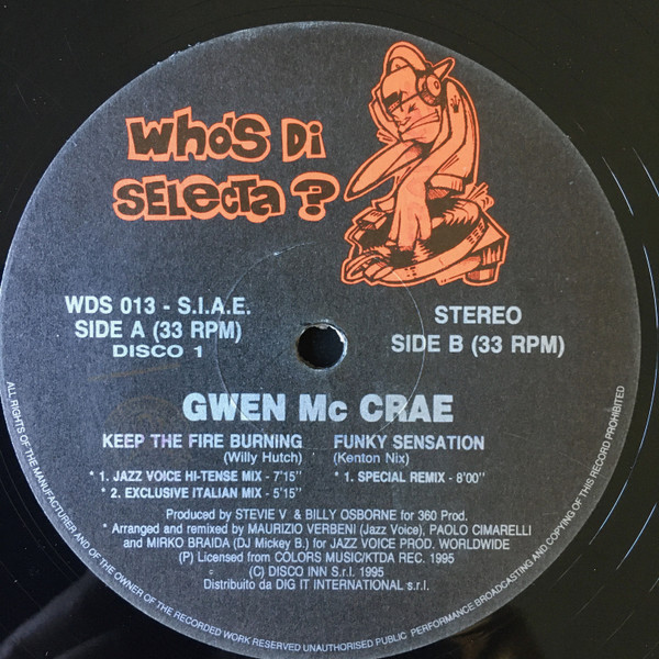 Gwen McCrae - Keep The Fire Burning / Funky Sensation | Who's Di Selecta? (WDS 013) - 4 Gwen McCrae - Keep The Fire Burning / Funky Sensation | Who's Di Selecta? (WDS 013) - 4