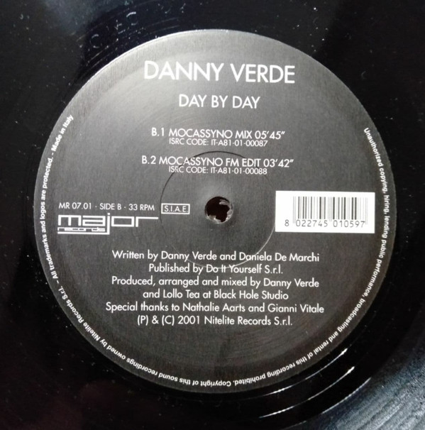 Danny Verde - Day By Day | Major Records (MR 07.01) - 2