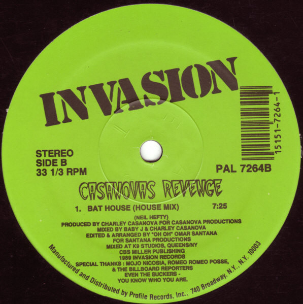 Casanovas Revenge - Bat House | Invasion Recordings (PAL 7264) - 2