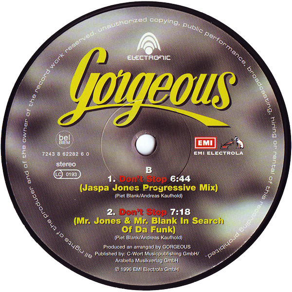 Gorgeous - Don't Stop | Electronic (7243 8 62282 6 0) - 4