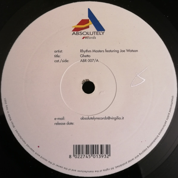 Rhythm Masters Featuring Joe Watson - Ghetto | Absolutely Records (ABR 007) - main Rhythm Masters Featuring Joe Watson - Ghetto | Absolutely Records (ABR 007) - main