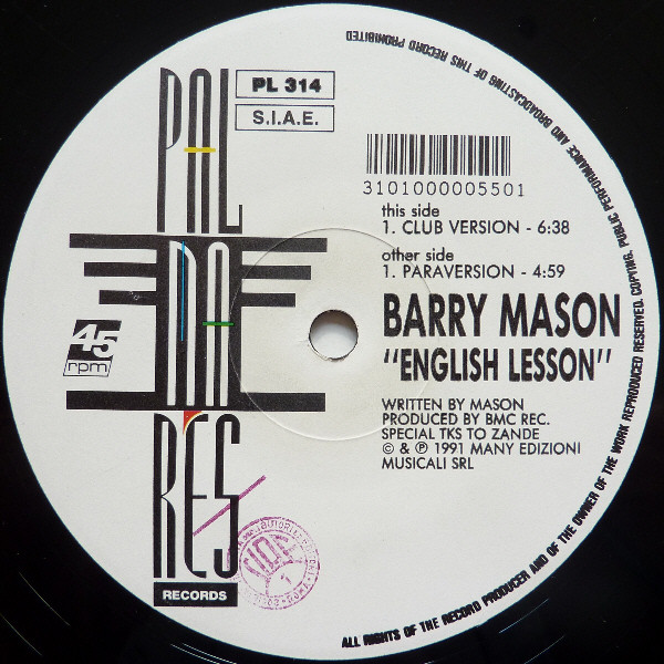 Barry Mason - English Lesson | Palmares Records (PL 314) - main Barry Mason - English Lesson | Palmares Records (PL 314) - main