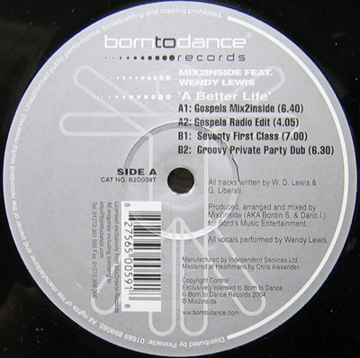 Mix2inside Feat  Wendy Lewis - A Better Life | Born To Dance Records (B2D009T) - 2
