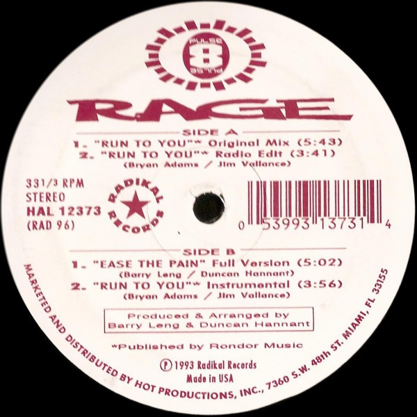 Rage - Run To You | Pulse 8 USA (HAL 12373)
