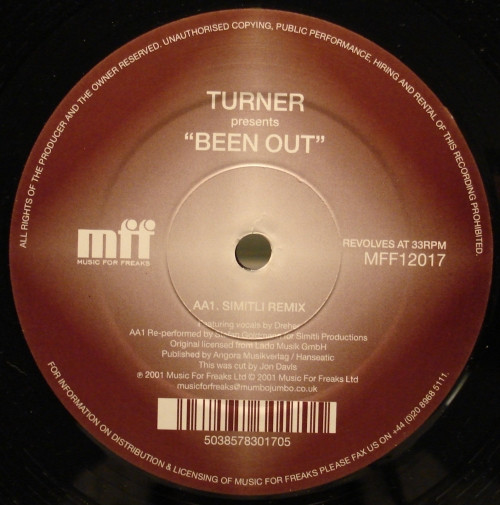 Turner - Been Out (Beloved And Simitli Remixes) | Music For Freaks (MFF12017) - 2 Turner - Been Out (Beloved And Simitli Remixes) | Music For Freaks (MFF12017) - 2