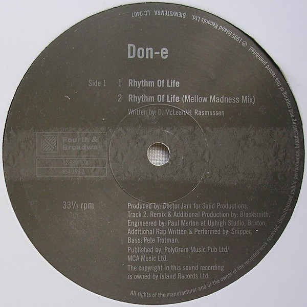 DON-E - Rhythm Of Life | 4th & Broadway (12 BRW 328) - 3