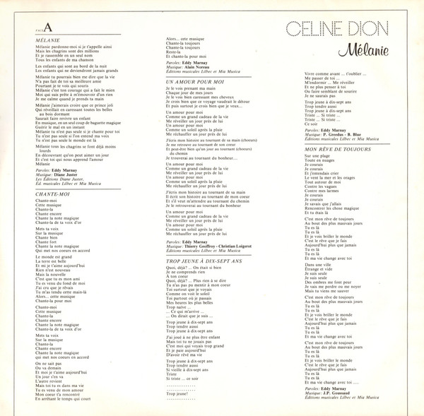Céline Dion - Mélanie | Les Disques TBS (TBS 501) - 3 Céline Dion - Mélanie | Les Disques TBS (TBS 501) - 3