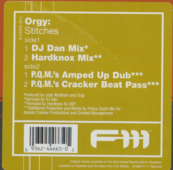 Orgy - Stitches | F-111 Records (0-44665) - 2 Orgy - Stitches | F-111 Records (0-44665) - 2