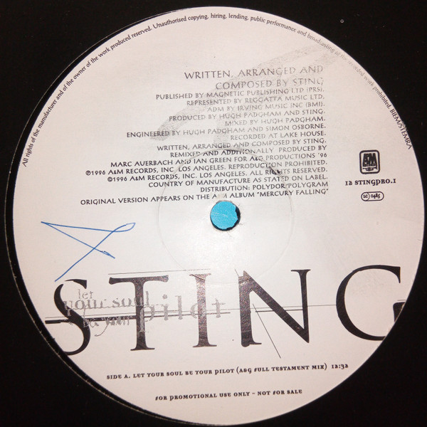 Sting - Let Your Soul Be Your Pilot | A&M Records (12 STINGPRO.1) - 2 Sting - Let Your Soul Be Your Pilot | A&M Records (12 STINGPRO.1) - 2