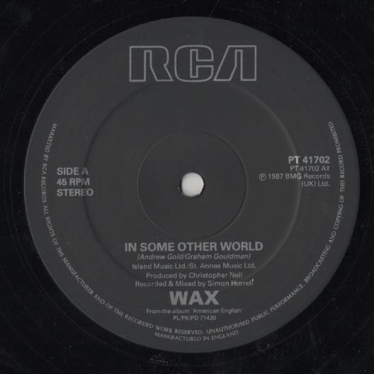 Wax - In Some Other World | RCA (PT41702) - 2 Wax - In Some Other World | RCA (PT41702) - 2