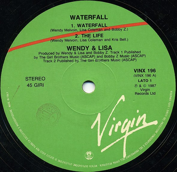 Wendy and Lisa - Waterfall | Virgin (VINX 196) - 3