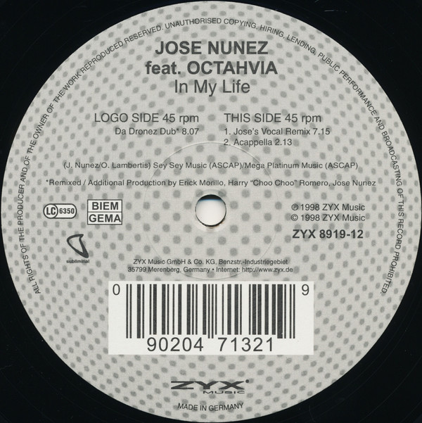 Jose Nuñez Feat. Octavia Lambertis - In My Life | ZYX Music (ZYX 8919-12) - main Jose Nuñez Feat. Octavia Lambertis - In My Life | ZYX Music (ZYX 8919-12) - main