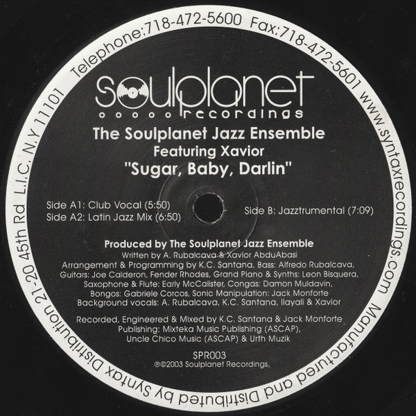 Soulplanet Jazz Ensemble Featuring Xavior - Sugar, Baby, Darlin | Soulplanet Recordings (SPR003)