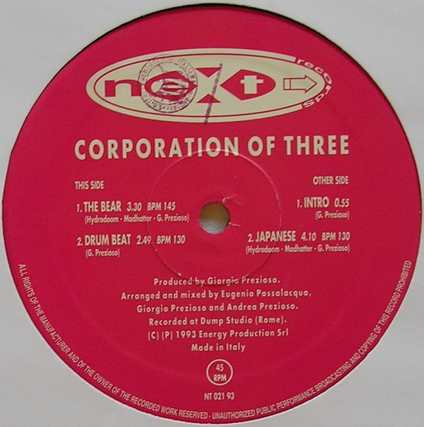 Corporation Of Three - The Bear | Next Records (NT 021 93) - 2