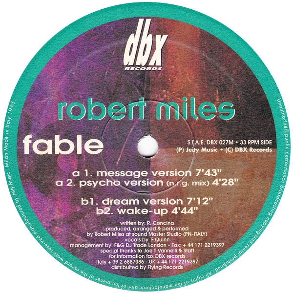 Robert Miles - Fable | DBX Records (DBX 027M) - 3 Robert Miles - Fable | DBX Records (DBX 027M) - 3