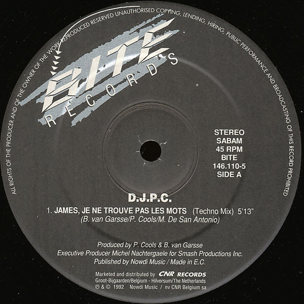 DJPC - James, Je Ne Trouve Pas Les Mots | BITE Records (146.110-5) - 3