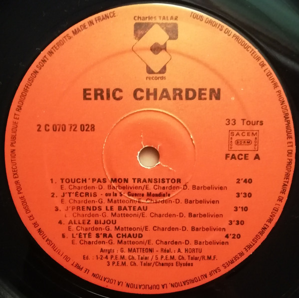 Charden - J'T'Écris | Charles Talar Records (2.C.070 72 028) - 4