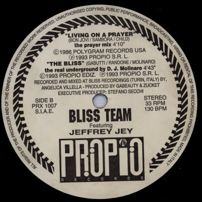 Bliss Team Featuring Jeffrey Jey - People Have The Power Remix | Propio Records (PRX 1007) - 3